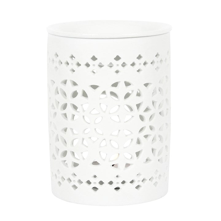White Matte Cut Out Wax and Oil Burner