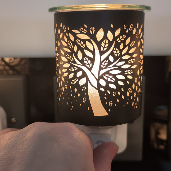 Wax Melt Burner Plug In - Tree Of Life Black