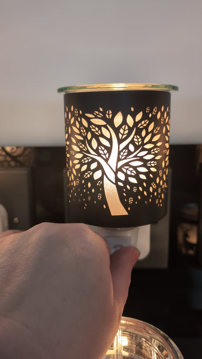 Wax Melt Burner Plug In - Tree Of Life Black